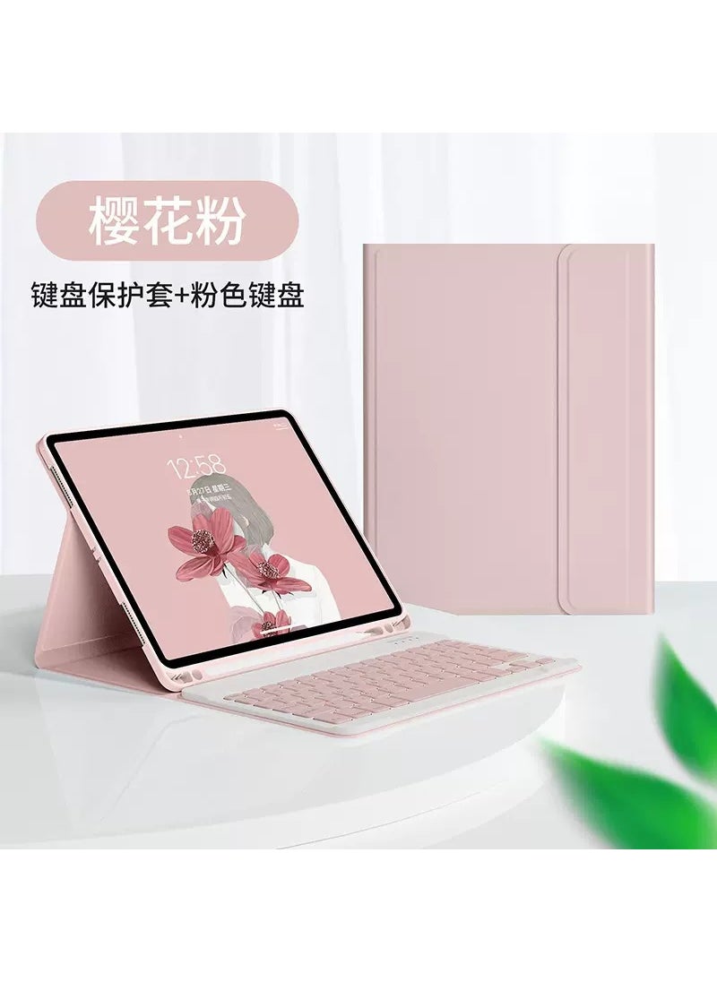 Spanish Bluetooth Keyboard Case for iPad 9/8/Air3 10.5 Pink protective cover + square keyboard