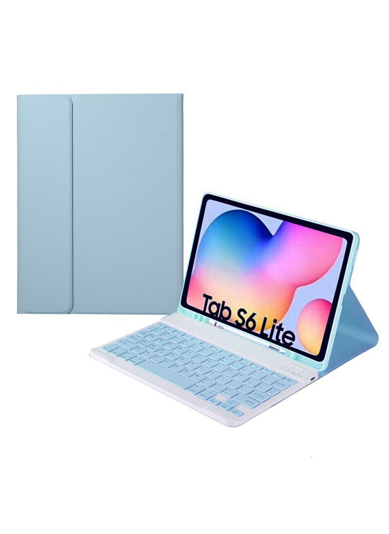 Spanish Bluetooth Keyboard Case for iPad 9/8/Air3 10.5 Sky blue + square keyboard