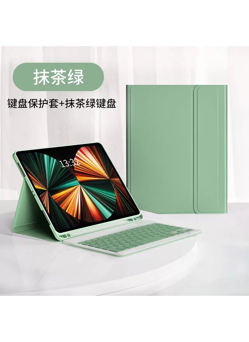 Spanish Bluetooth Keyboard Case for iPad 9/8/Air3 10.5 Light green protective case + square keyboard