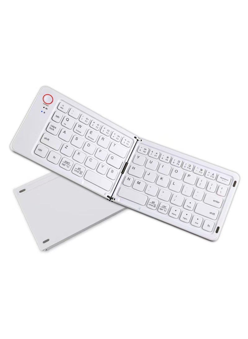 Portable lightweight wireless mini two folding Bluetooth keyboard BT18 mobile phone tablet computer office three system Universal B023 White (upgraded version)