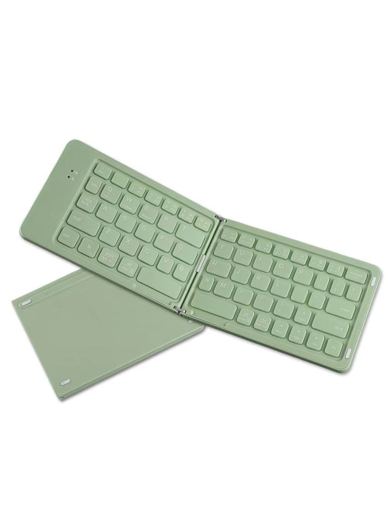 Portable lightweight wireless mini two folding Bluetooth keyboard BT18 mobile phone tablet computer office three system Universal B023 Green (upgraded version)