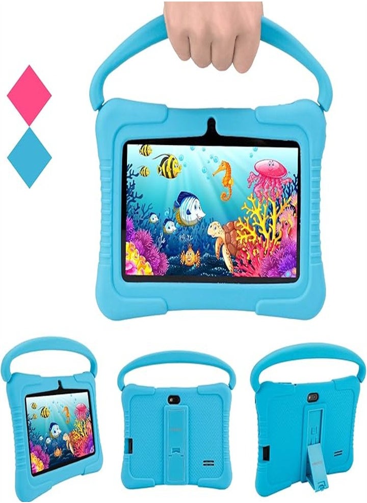 7 Inch Kids Android Tablet, 1GB Ram 16GB Storage, Toddler Tablet with IPS Screen, Parental Control, Bluetooth, WiFi, Child Proof Case with Stand, Learning