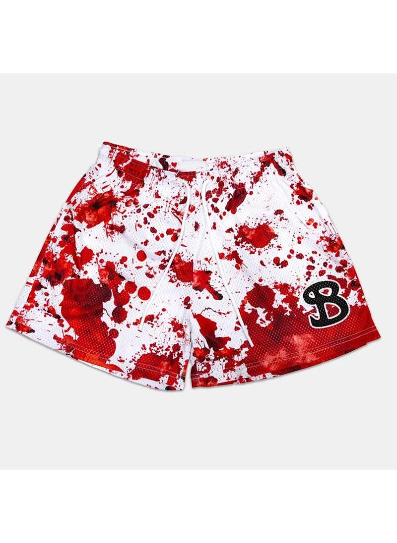 Mens BKTSQD Color Block Athletic ShortsRed pigment Red pigment