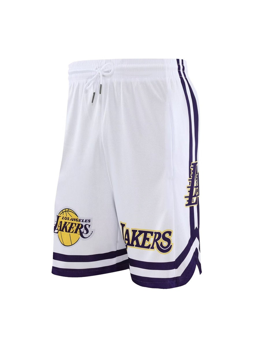 Spot American New Lakers Basketball Shorts Breathable Quick-Dry Mens American Sports Training Pants Quarter Pants Summer WomenSY840 White SY840 White