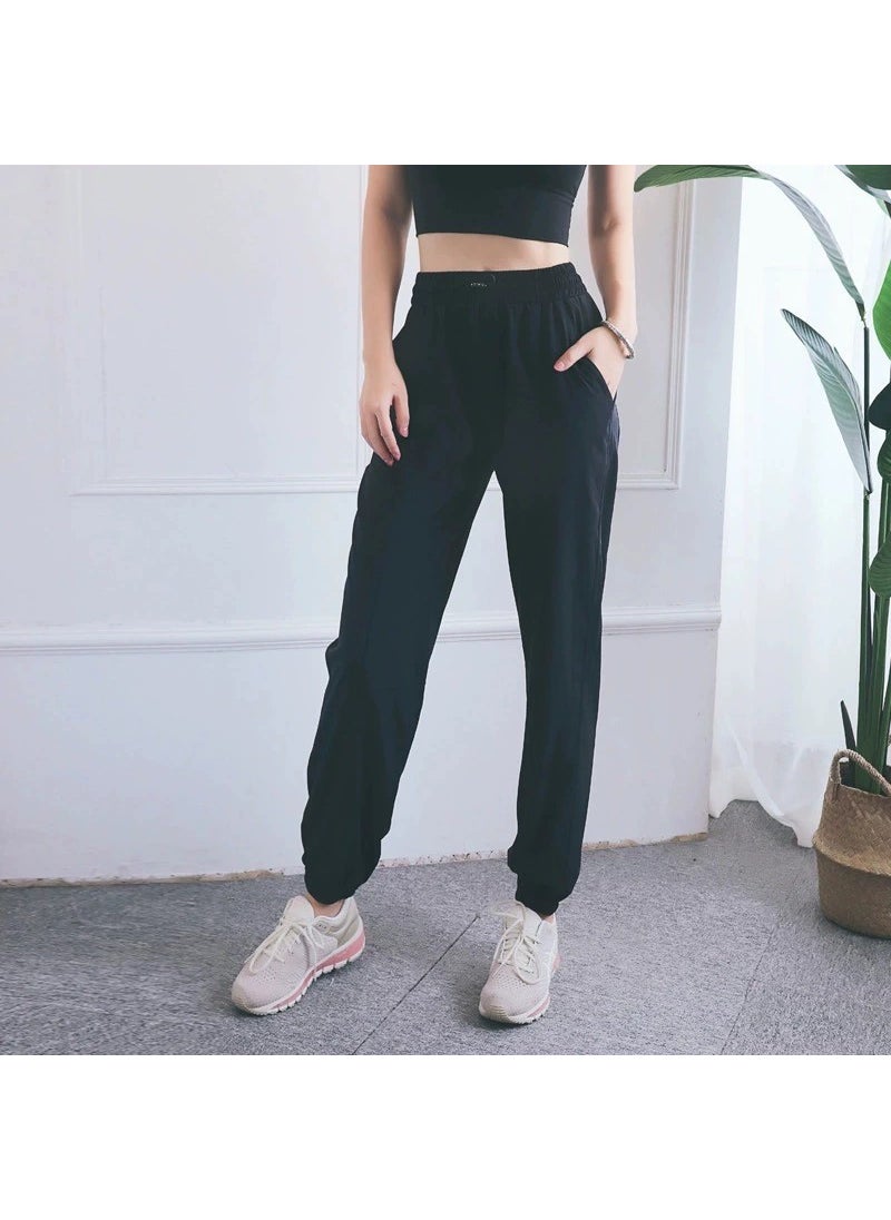 Slim Fit Womens Sweatpants with PocketsBlack Black