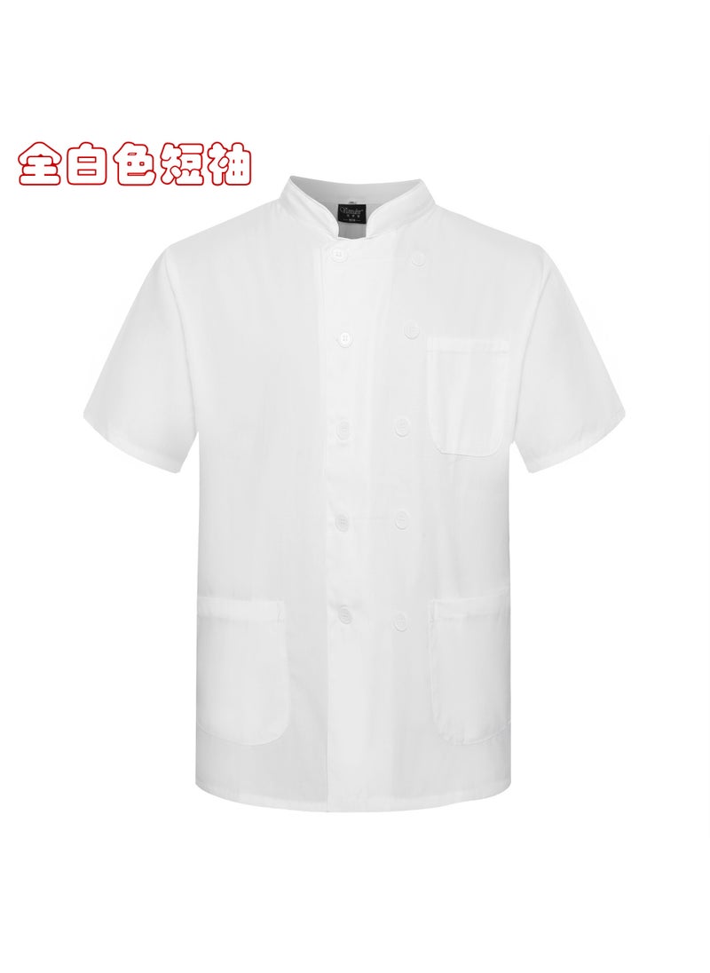 Professional Long-Sleeve Chef Uniform for Men and Women All White Short Sleeve