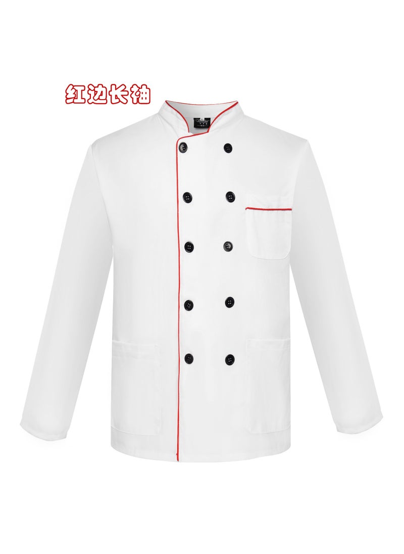 Professional Long-Sleeve Chef Uniform for Men and Women Red long sleeve