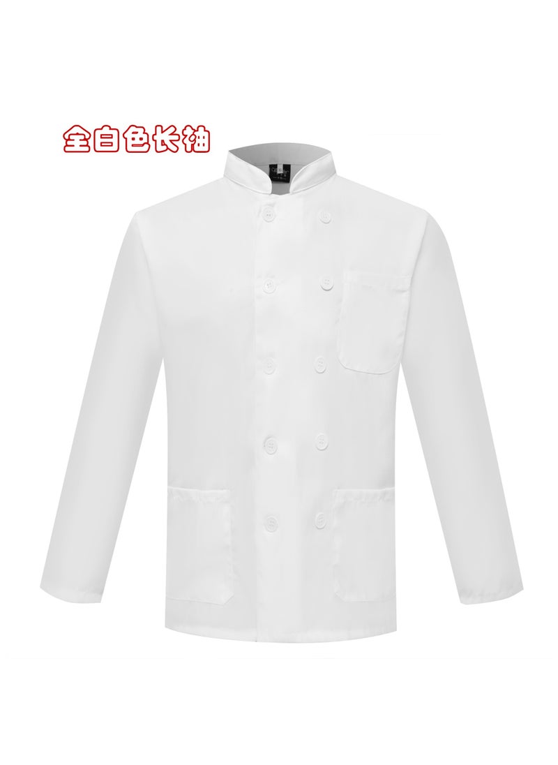 Professional Long-Sleeve Chef Uniform for Men and Women All white long sleeve