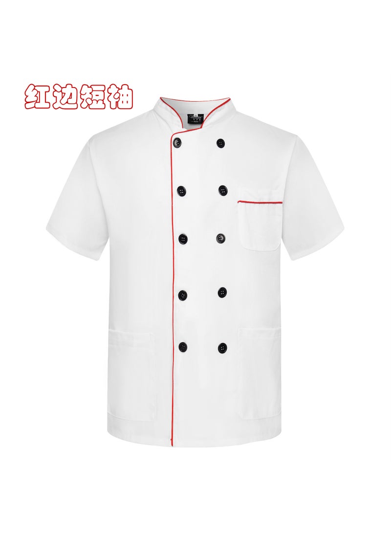 Professional Long-Sleeve Chef Uniform for Men and Women Red edge short sleeve