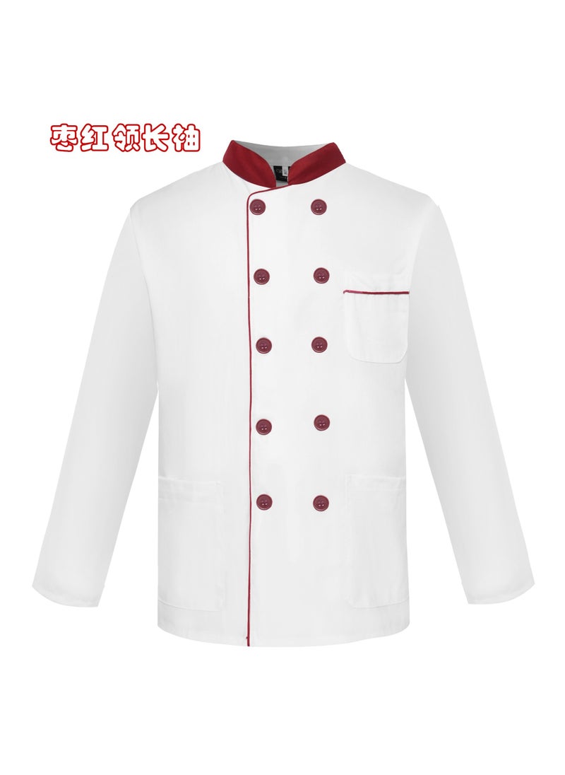 Professional Long-Sleeve Chef Uniform for Men and Women Jujube collar long sleeve