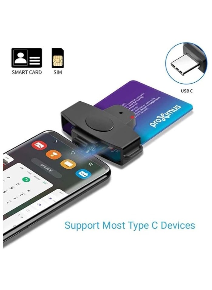 USB C CAC Smart Card Reader, Type C DOD Common Access Card Card Reader, Credit Card Reader Compatible with Android Phones/Mac Book/i Mac/Laptop/Tablet or Other Type C Devices