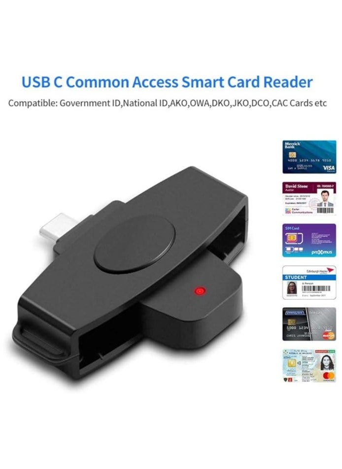 USB C CAC Smart Card Reader, Type C DOD Common Access Card Card Reader, Credit Card Reader Compatible with Android Phones/Mac Book/i Mac/Laptop/Tablet or Other Type C Devices