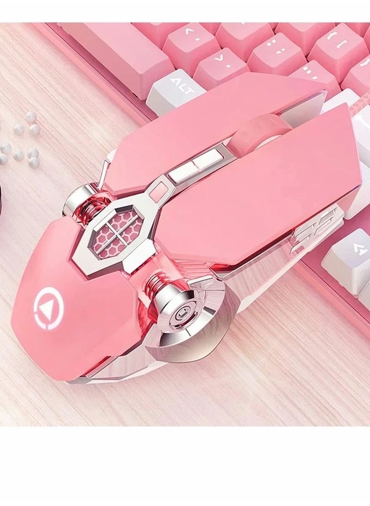 Gaming Mouse Wired Computer Mouse Mechanical Pink Optical USB Mouse 7 Buttons, 4 Levels Adjustable DPI Up to 3200, RGB Backlit, Sound Click PC Mouse Fit for Girls Gamer