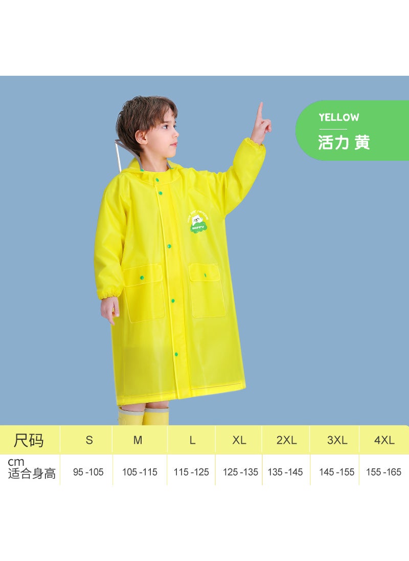 Kids Full-Body Raincoat Poncho for School Yellow-snap button