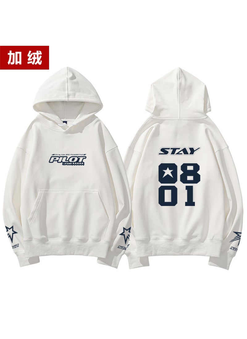 Stray Kids 3RD FM 5STAR Hoodie Sweatshirt Fleece-White