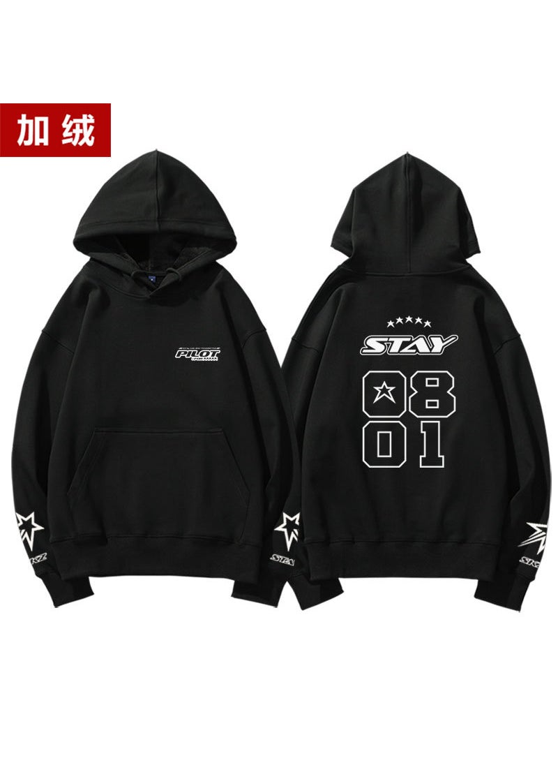 Stray Kids 3RD FM 5STAR Hoodie Sweatshirt Fleece-Black