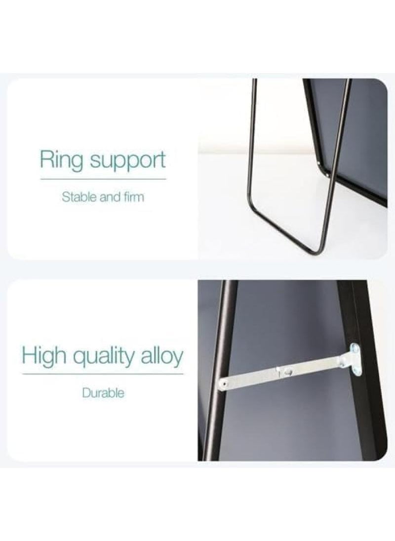 Full Length Mirror Aluminum Alloy Large Standing Vanity Mirror Bedroom Dressing Room Hanging Against Wall Mirror With Stand-Black 155*45CM