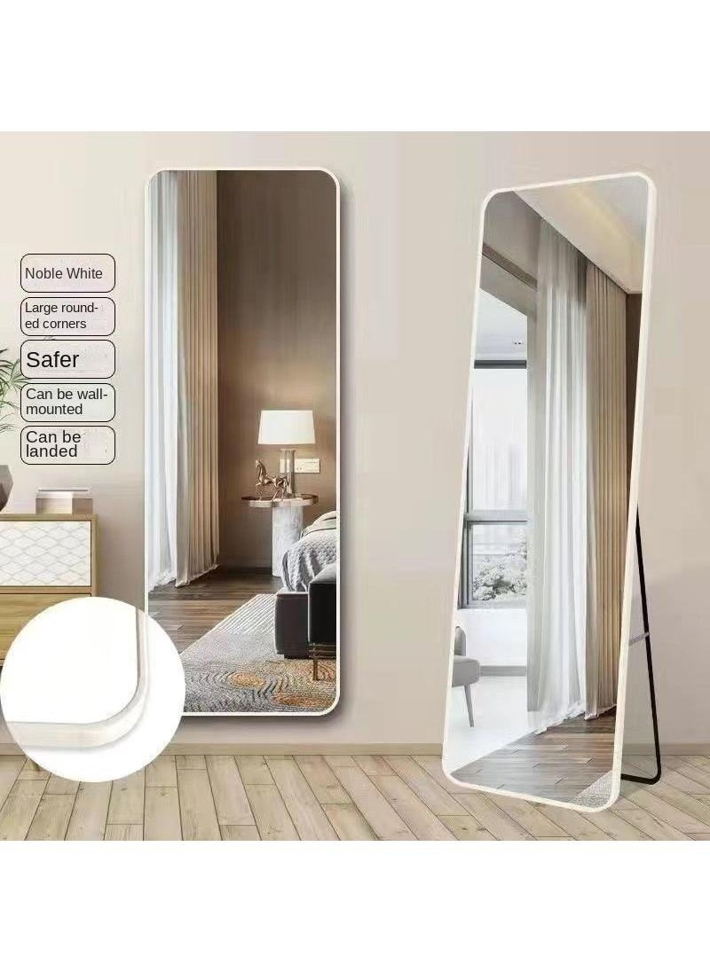 Full Length Mirror Aluminum Alloy Large Standing Vanity Mirror Bedroom Dressing Room Hanging Against Wall Mirror With Stand-White 155**45CM