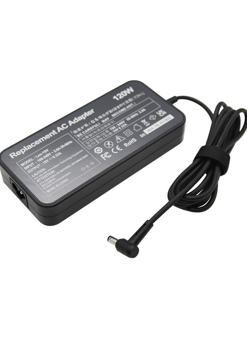 120W Charger UK Plug laptop adapter for ASUS 19V 6.32A 5.5 * 2.5mm for FX504 UX510UW N56J N56VM N750 N500 G50 X750JA PA-1121-28 N53S N55 for ROG GL552VW GL752VW Laptop with Charging Cable