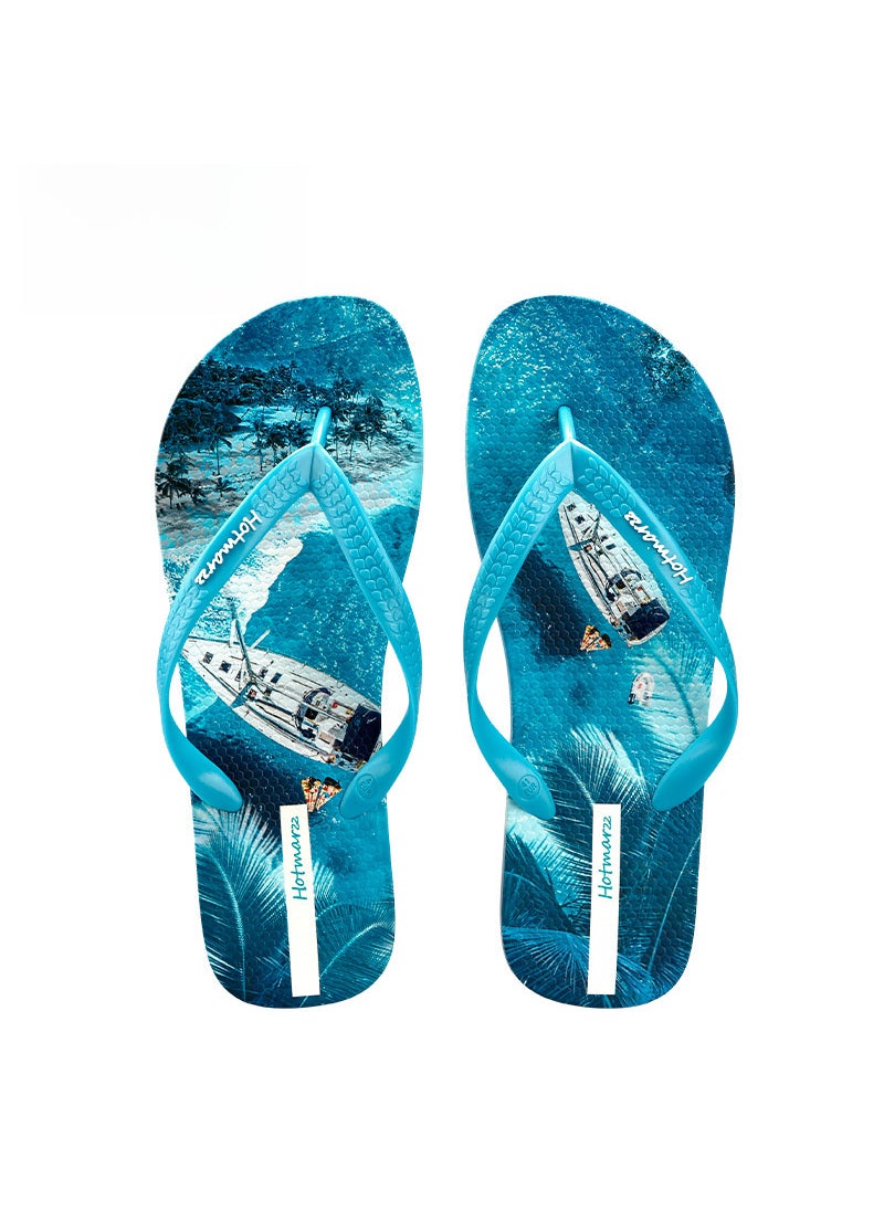 Hotmarzz Mens New Anti-Slip Flip Flops Casual Beach SandalsLake Blue Lake Blue