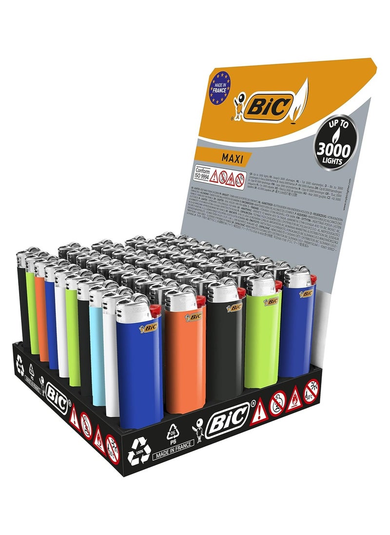 BIC MAXI J6 Pocket Lighter – Pack of 50 Reliable and Long-Lasting Lighters