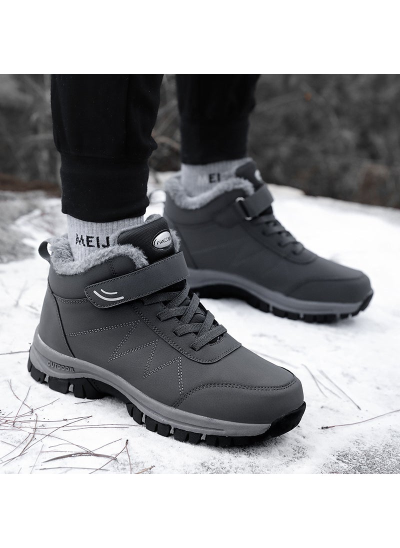 Winter Explosions Waterproof Middle-aged and Elderly Mothers Cotton Shoes Winter Warm Velvet Elderly Shoes Mens and Womens Walking Shoes Snow BootsDark gray Dark gray