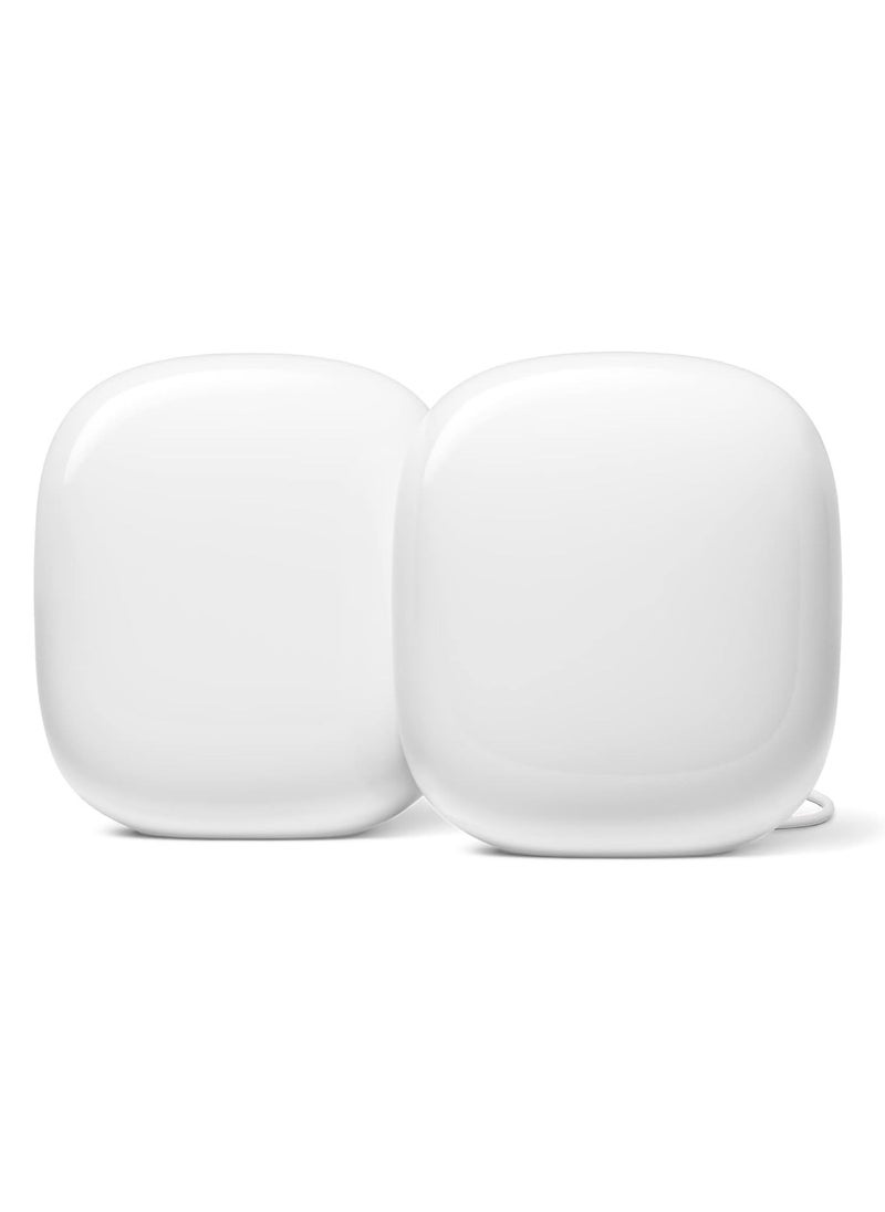 Google Nest WiFi Pro - 6E - Reliable Home Wi-Fi System with Fast Speed and Whole Home Coverage - Mesh Router - 2 Pack - Snow