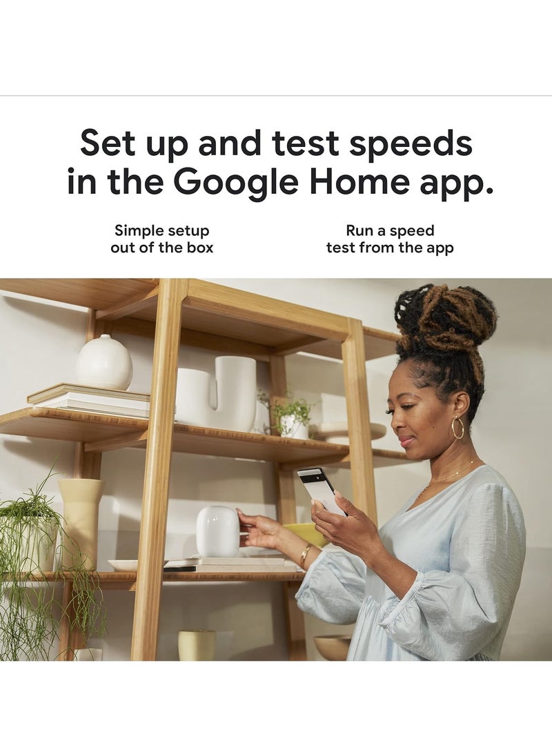 Google Nest WiFi Pro - 6E - Reliable Home Wi-Fi System with Fast Speed and Whole Home Coverage - Mesh Router - 2 Pack - Snow