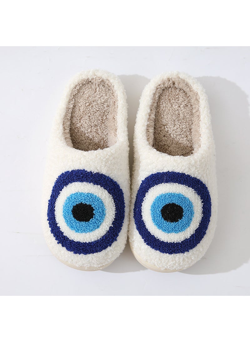 New Cozy Evil Eye Cotton Slippers UnisexWhite White