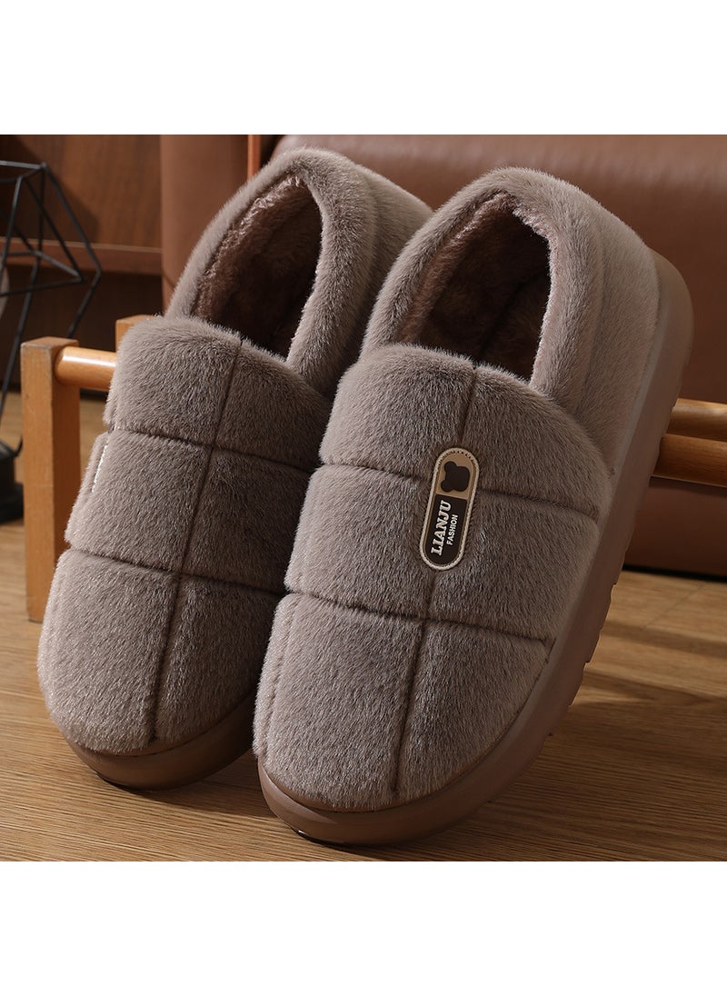 2022 New Cotton Slippers Unisex Winter Warm PlushEVA large size cotton shoes coffee EVA large size cotton shoes coffee