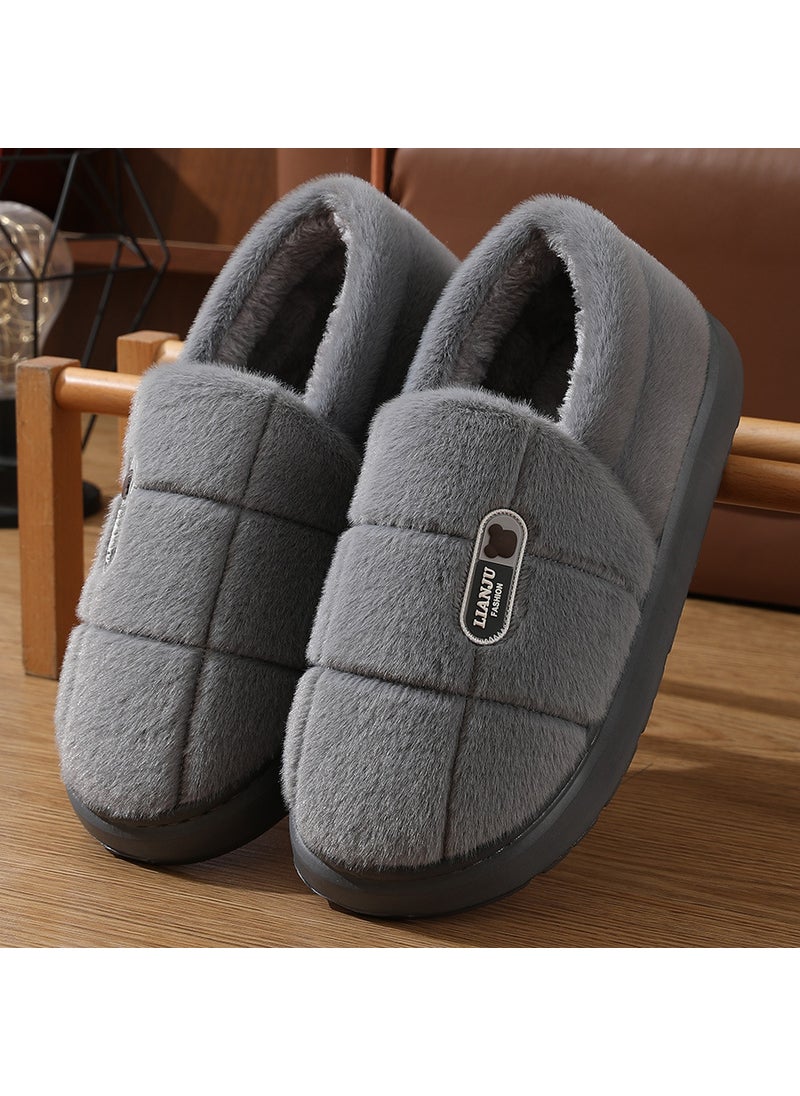 2022 New Cotton Slippers Unisex Winter Warm PlushEVA large size cotton shoes gray EVA large size cotton shoes gray