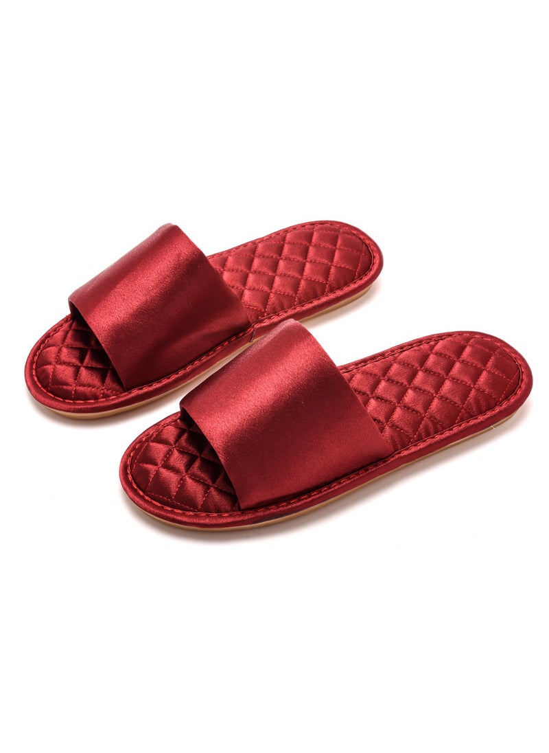 Wedding slippers Festive couple red female wedding bridesmaid hand gift morning gown light luxury slippers high-grade summerC019 wine red [male]] C019 wine red [male]]