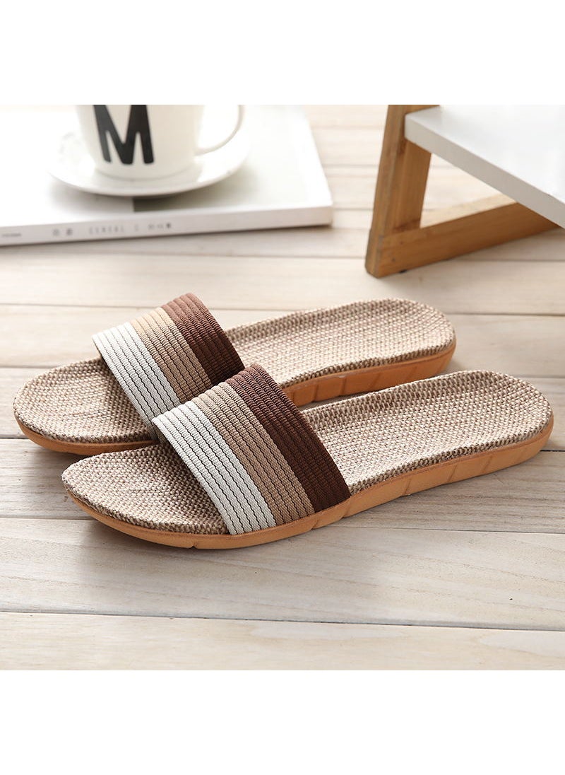 Summer Linen Slippers Breathable Non-Slip for CouplesBrown Brown