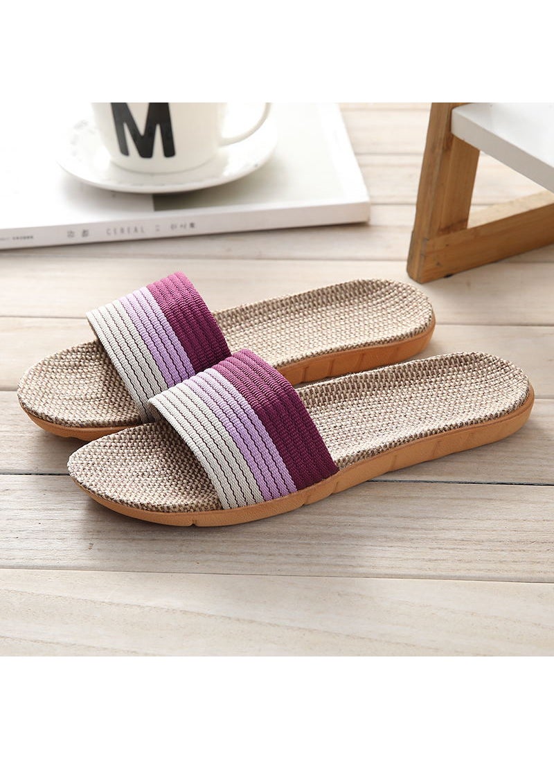 Summer Linen Slippers Breathable Non-Slip for CouplesPurple Purple