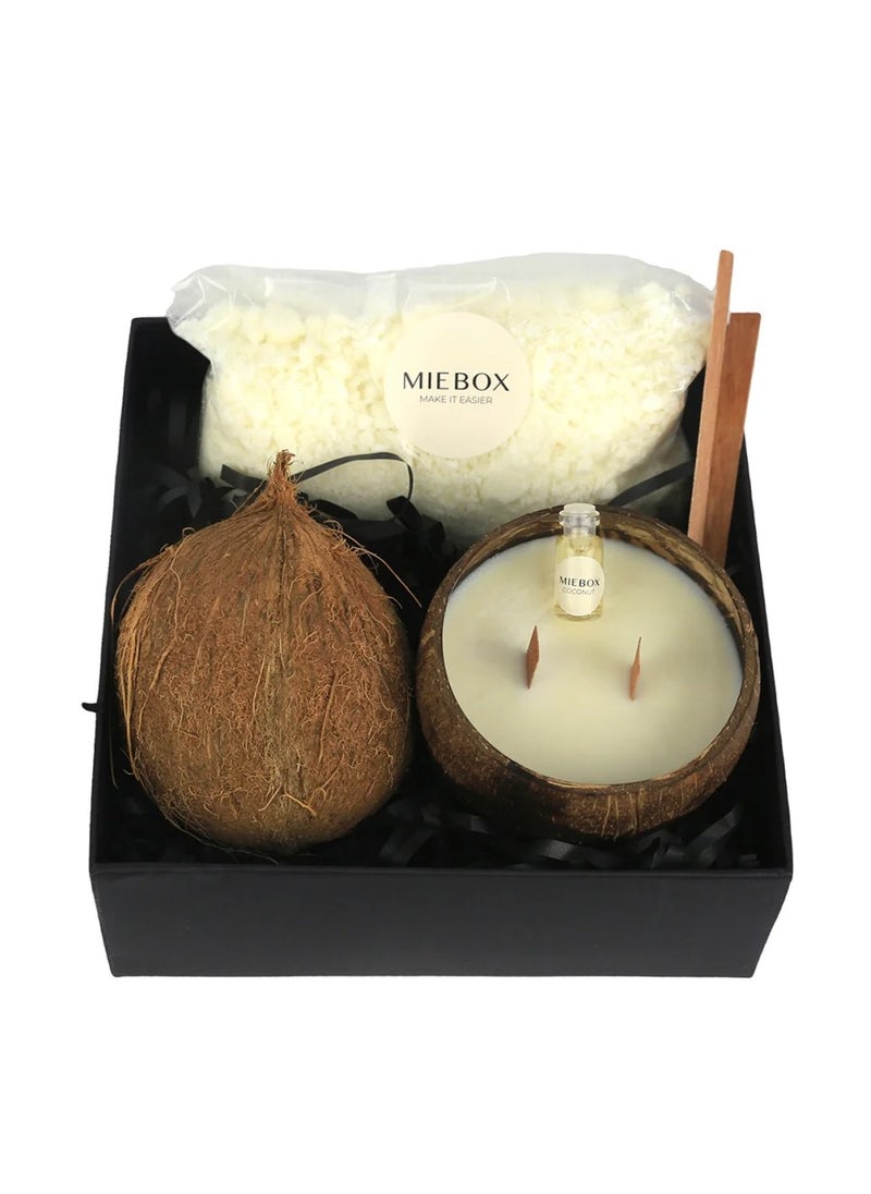 Coconut Bowl Soy Candle Making Kit - DIY Organic Soy Candle Set with Coconut Aromatherapy Essence, 100% Eco-Friendly Supplies