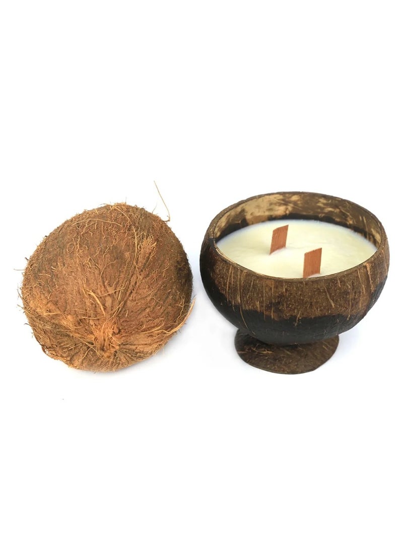 Coconut Bowl Soy Candle Making Kit - DIY Organic Soy Candle Set with Coconut Aromatherapy Essence, 100% Eco-Friendly Supplies