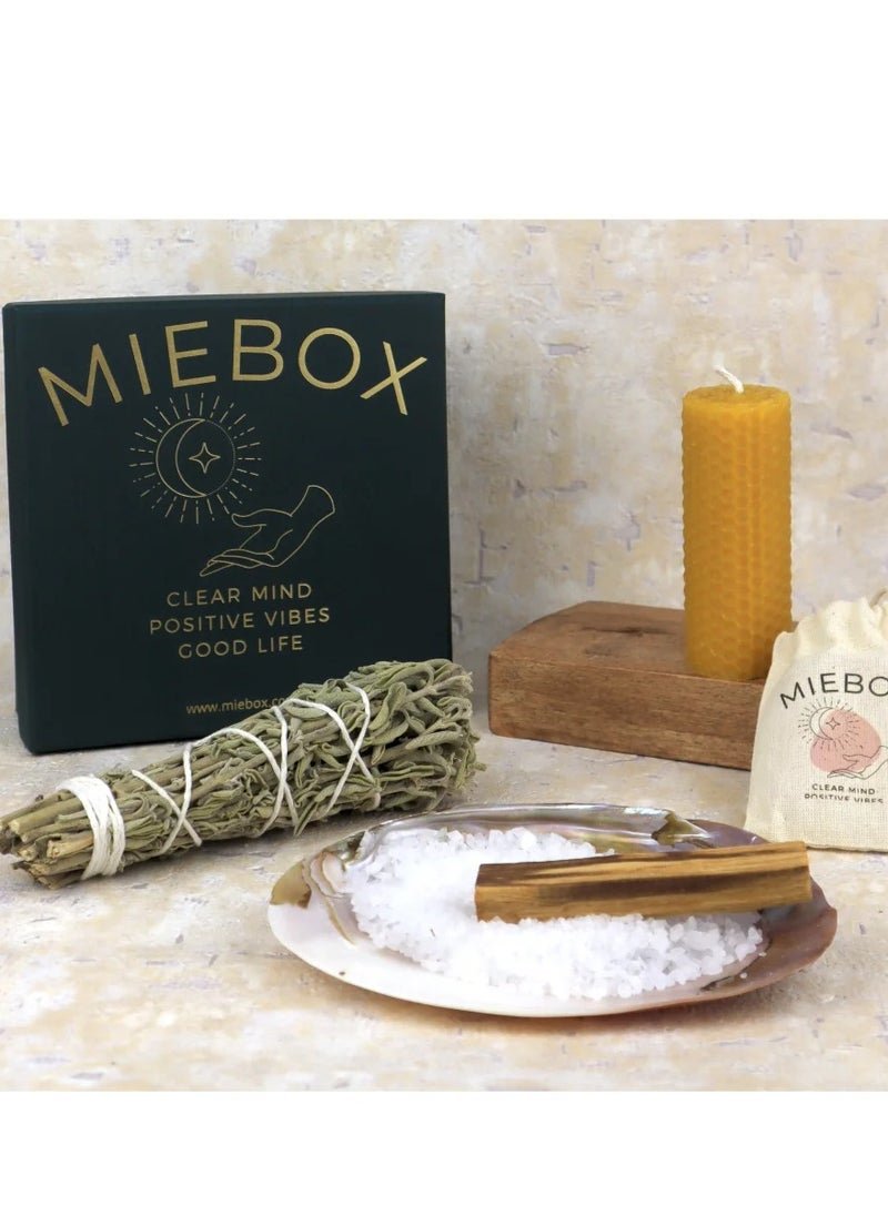 Macabeli Energy & Purification Set, Premium Pearly Seashell Incense Burner, Palo Santo, Sage, Beeswax Candle