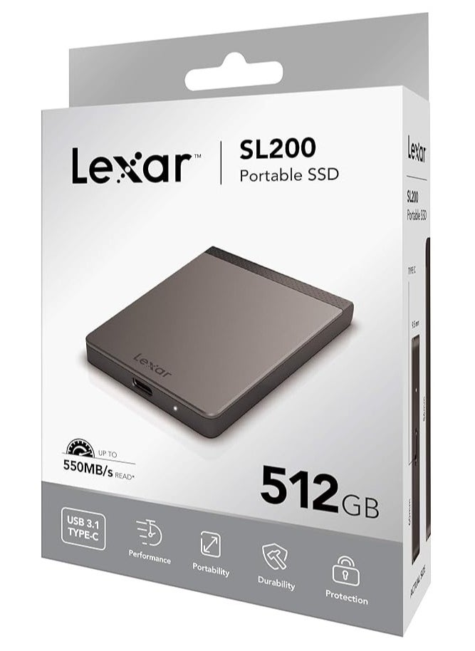 Lexar External Portable Ssd 500gb, Up To 550mb/S Read And 400mb/S Write (LSL200X512G-RNNNU)