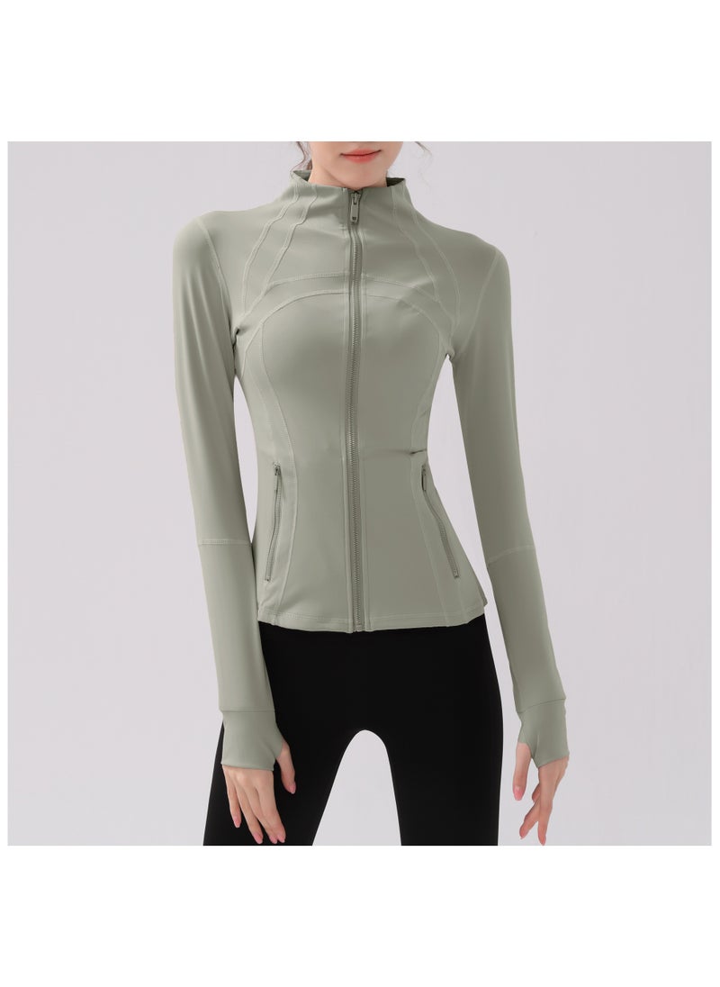 Autumn and winter yoga standing collar long sleeve jacket running fast dry fitness wear slimming naked feeling sports coat women