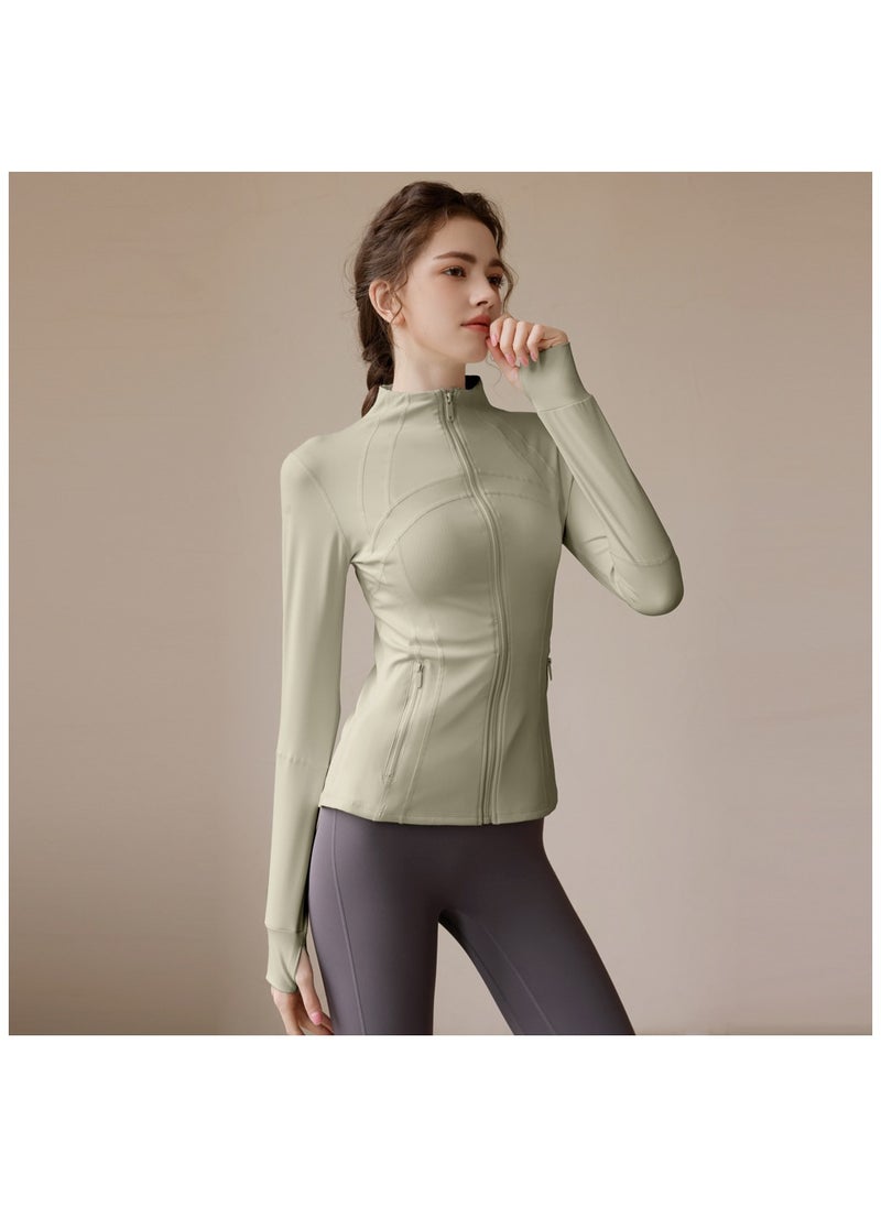 Autumn and winter yoga standing collar long sleeve jacket running fast dry fitness wear slimming naked feeling sports coat women