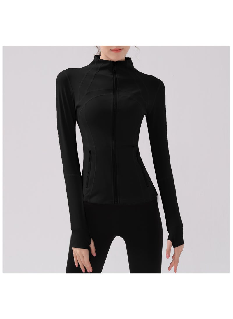 Autumn and winter yoga standing collar long sleeve jacket running fast dry fitness wear slimming naked feeling sports coat women