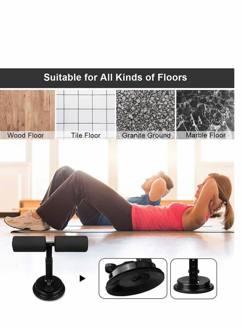 Sit Up Equipment, Portable Sit Up Floor Bar, Household Fitness Equipment Suction Cup Sit-up Aid for Body Stretching Muscle Exercise Black