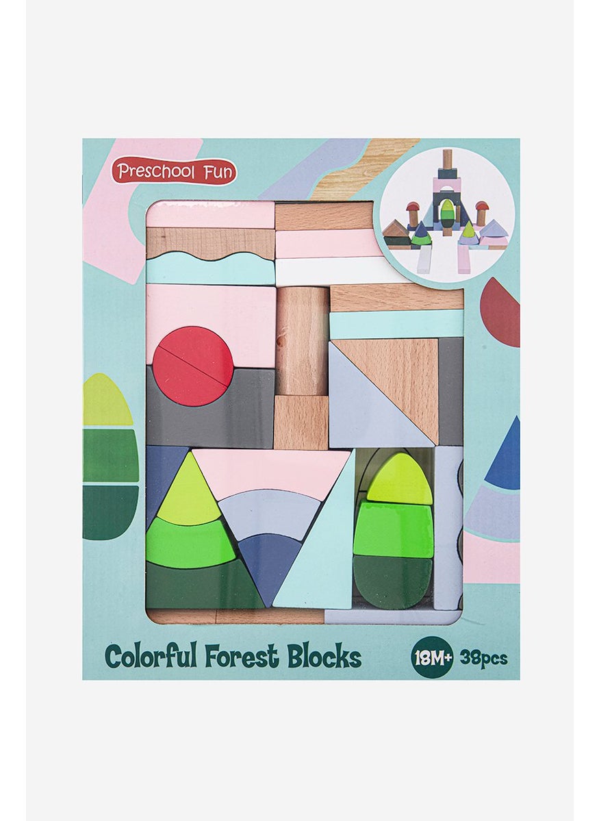 38 Pcs Colorful Forest Block, Turquoise Combo