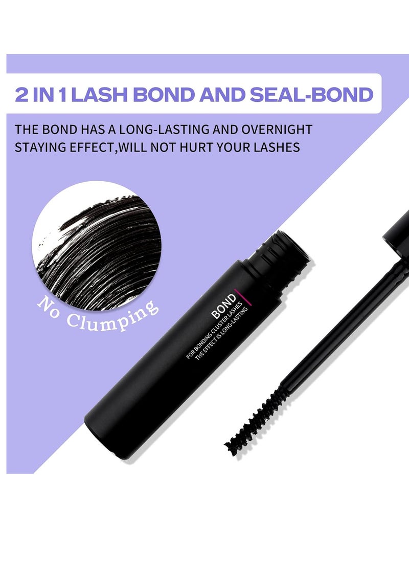 Cluster Lash Bond and Seal, Lash Cluster Glue for Individual Eyelash Extensions Strong Hold Individual Lash Glue Individual Eyelashes Glue Mascara for Personal Makeup Use at Home(5ml)