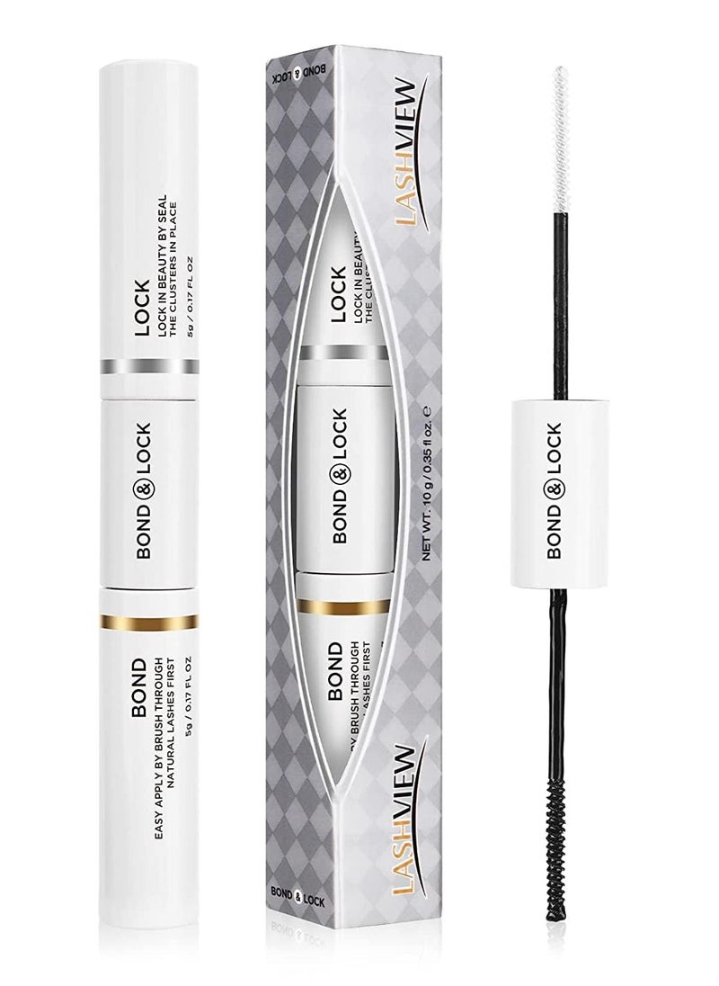 LASHVIEW Lash Bond and Seal, Cluster Lash Glue Strong Gentle Comfortable Lash Adhesive for All Day Wear Latex-Free Suitable for Sensitive Eyes Eyelashes Glue Waterproof