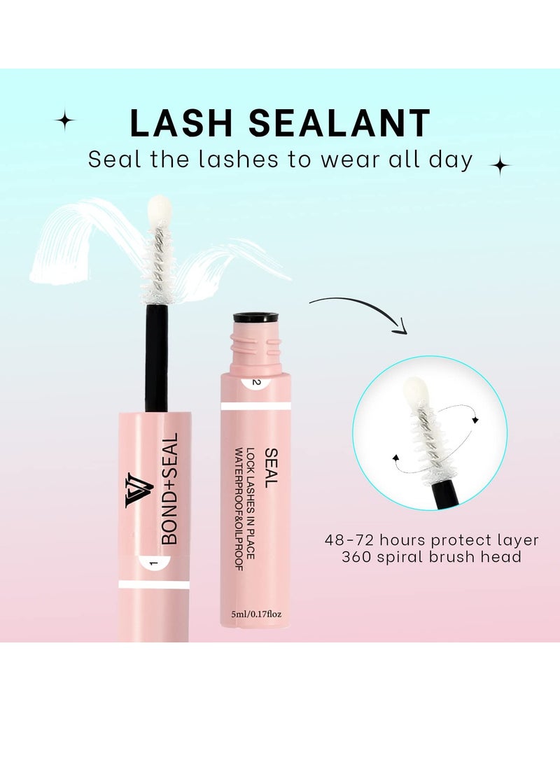 VAVALASH Lash Bond and Seal Cluster Lash Glue Individual Lashes Glue for DIY Lash Extensions Long Retention Strong Hold 48-72 Hours Waterproof Lash Bond for Lash Clusters(5ml+5ml)