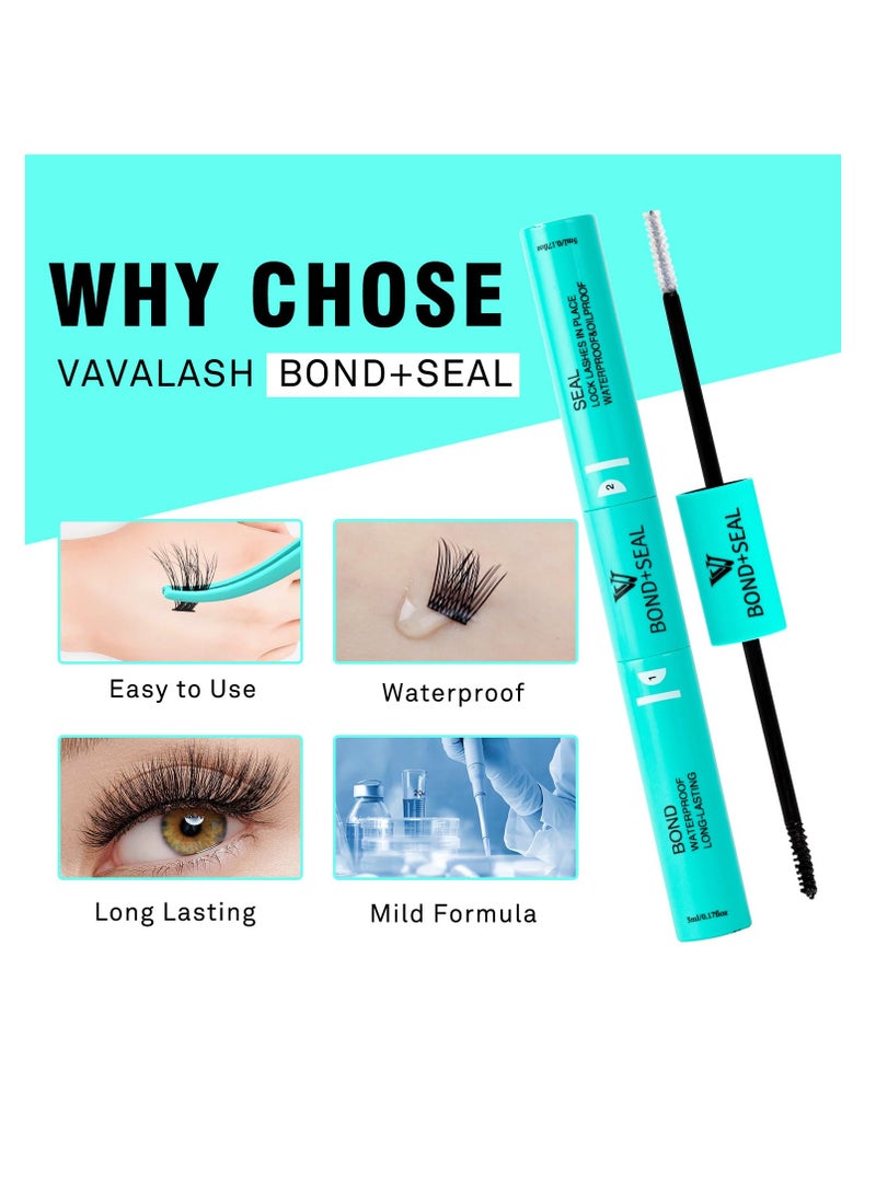 VAVALASH Bond and Seal Lash Clusters Glue 2 in 1 Long Lasting Cluster Lash Glue for Eyelash Extensions Waterproof Adhesive and Sealant DIY Lash Extension Glue