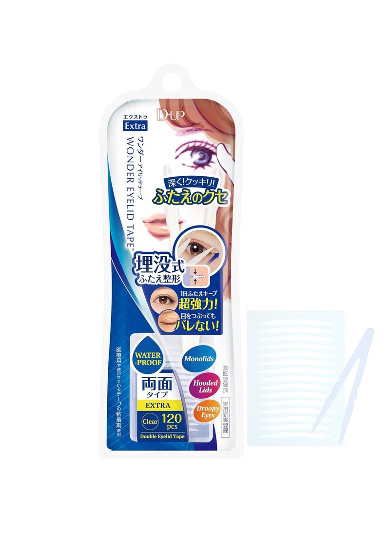 DUP Wonder Eyelid Tape Waterproof Eyelid Stickers, 120 Pc Double Sided Adhesive, Invisible Blend Double Eyelid Lift Strips for Droopy Eyes, Japanese Instant Natural Eye Lid Eye Makeup