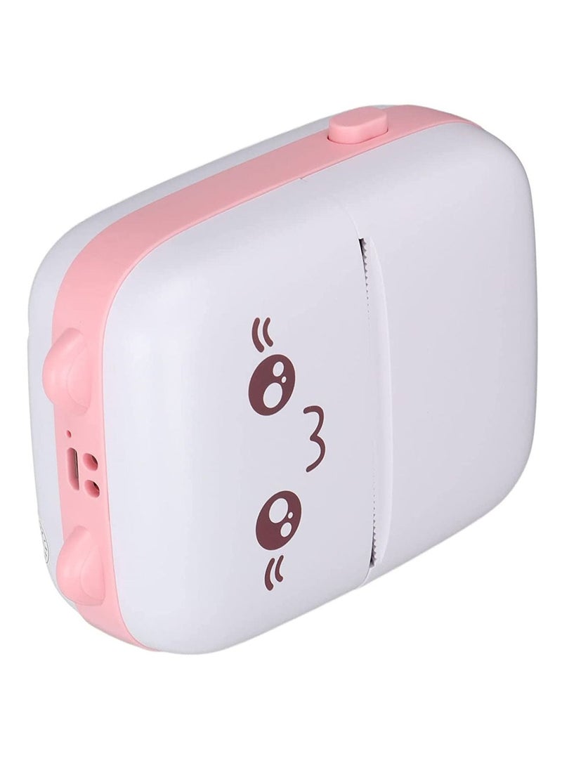 Multifunctional Mini Portable Thermal Printer with 1 Roll Paper Pink/White