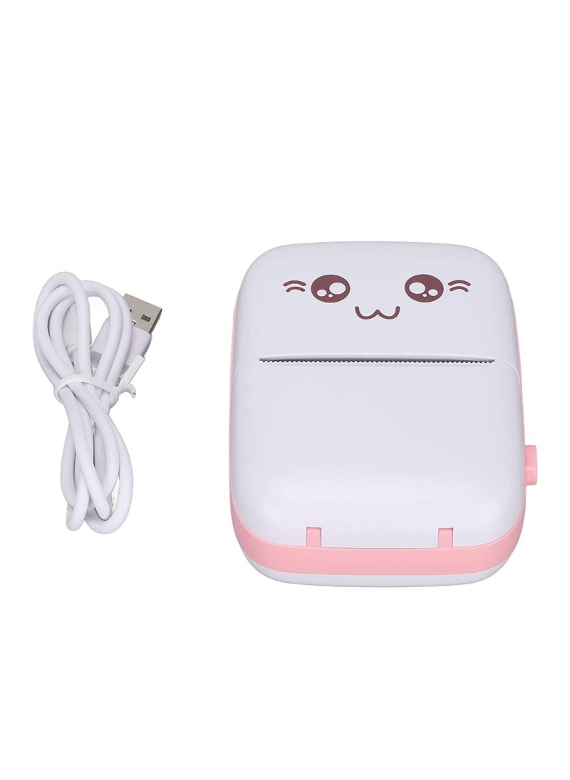 Multifunctional Mini Portable Thermal Printer with 1 Roll Paper Pink/White